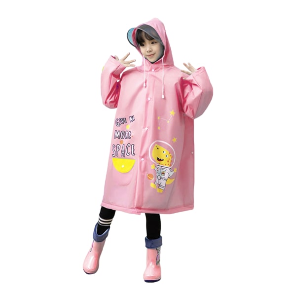 Barn EVA Hooded Rain Coat Oversize Vattentät Regnjacka för regnig dagridning och utomhusaktiviteter pink m