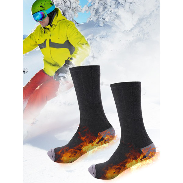 Uppladdningsbara uppvärmda strumpor Lång livslängd och tvättbar Lämplig för cykling och skidåkning black socks 2 battery