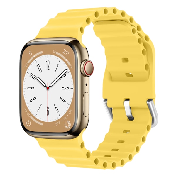 Ocean Band för Apple Watch Armband 45mm 44mm 40mm 41mm 42mm 38mm serie 7 6 3 se 8 45 mm Silikonarmband iWatch ultra 49mm Rem Yellow 42mm 44mm 45mm 49mm