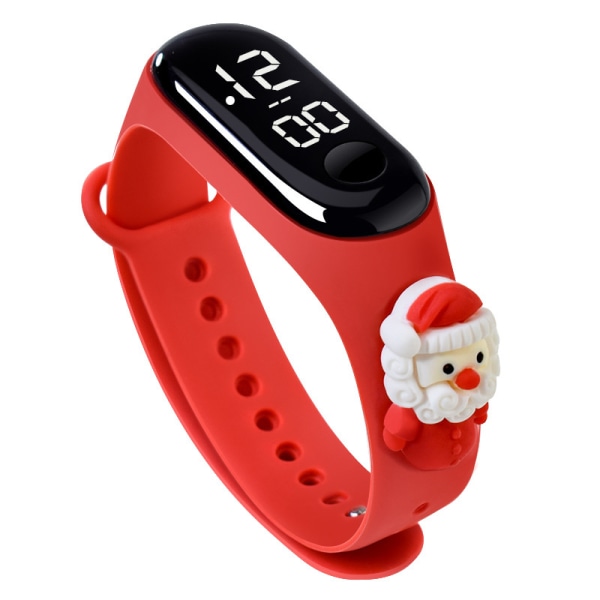 LED digital watch Lyxig ljus pekskärm jultema docka TPE-rem unisex sport orange tree