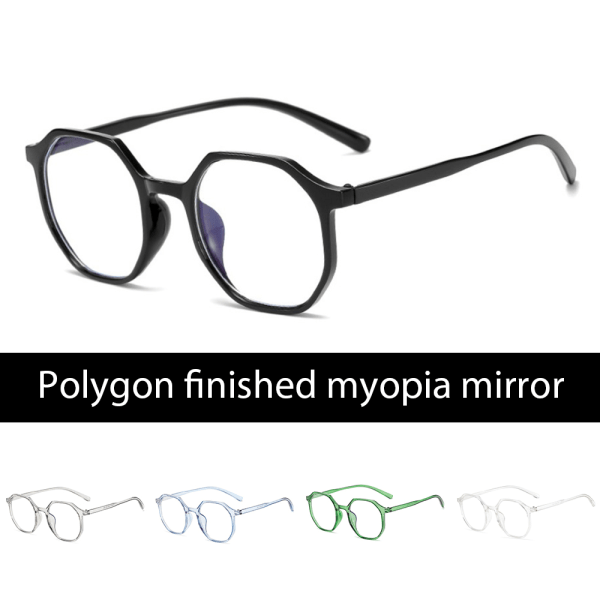 Polygonal Rim Myopia Glasögon för unisex hornbågade Lättviktsglasögonglasögon transparent green 150