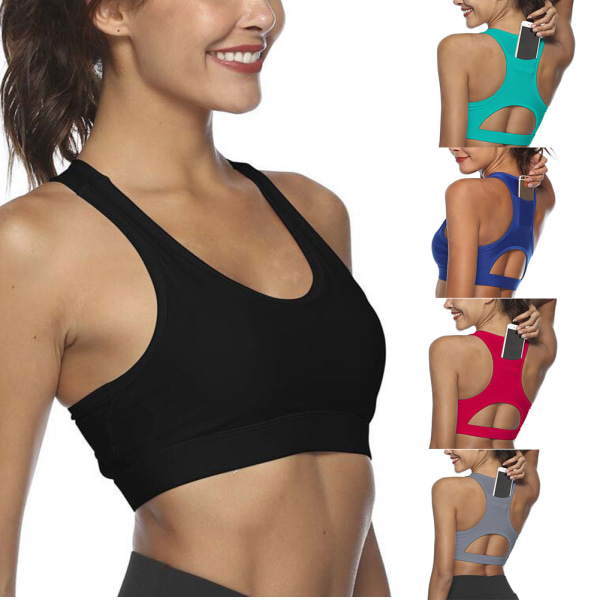 Dam Sport Yoga Löpar BH Crop Top Väst Stretch Vadderade BH:ar Shaper Ny f l