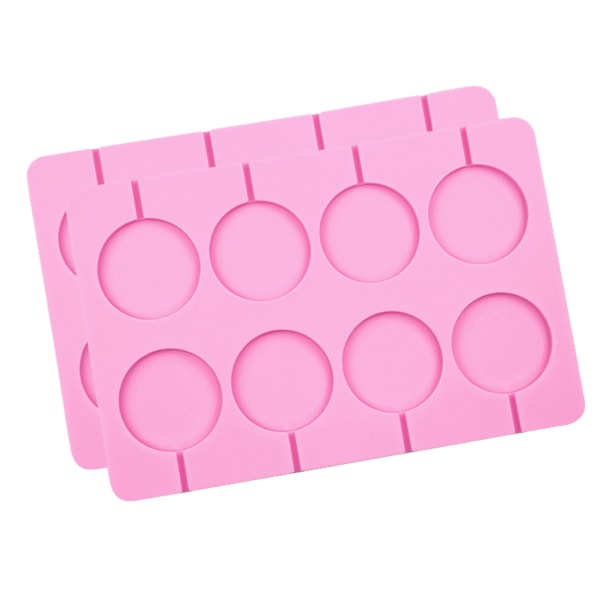 2-pack silikonklubba schabloner 8-kapacitets rund choklad hård godismall med 20 pinnar pink 2pcs