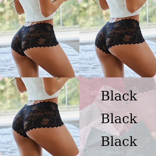 3 st Sexiga Blomspets Trosor Dam Underbyxor Låg Midja Mjuka Underkläder Bekväma Kvinnliga Underkläder Trosor för Tjejer S-XL Set1 M