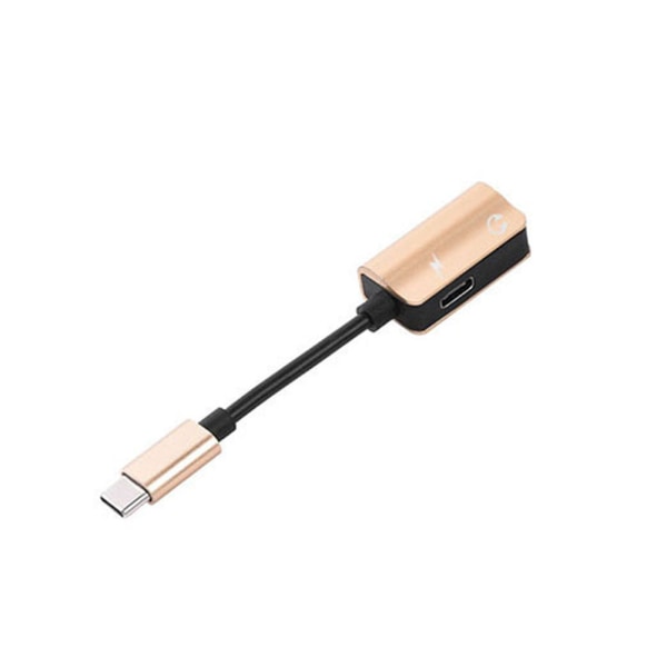 USB-C Type-C till 3,5 mm uttag AUX hörlurar Audio Splitter Laddningsadapterkabel tyrant gold