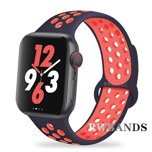 Sportarmband för Apple Watch Band 46mm 44mm 40mm 42-38-41mm 45mm Andningsbart Armband iWatch Series 10 9 8 7 6 SE 5 3 Ultra 2 49mm 43dark blue mango 38 40 41 S10-42mm SM