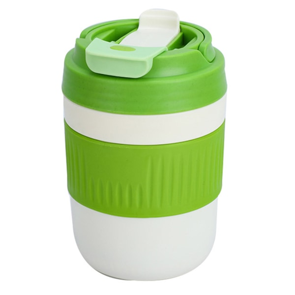 Klarglaskopp med sugrör Bärbar läcksäker vattenflaska Anti-skalkning Värmeisolering kaffemugg short cup green