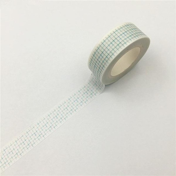 10M Svart och Vit Rutig Washi Tejp Japanskt Papper DIY Planerare Maskering Självhäftande Dekoration blue line lattice