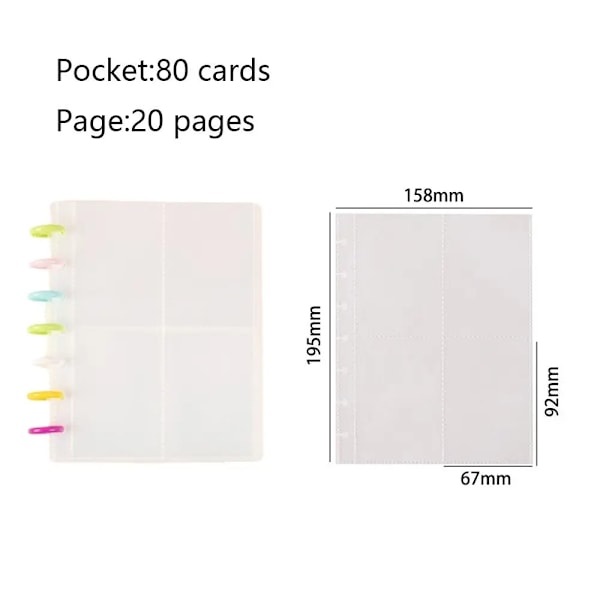 3-tums Kpop Fotoalbum Enfärgat Insats Lösblad Svamphåls Kortsamlingsbok Foto Vykort Förvaringskortshållare Transparent-20 pages
