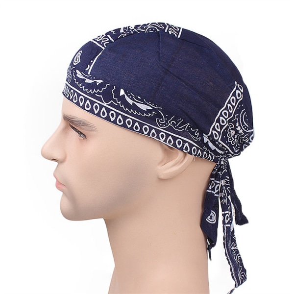 Piratmössa i bomull Elastisk justerbar cap Herr Kvinnor Outdoor Sport Bandana Cykling the cowboy blue 1pcs