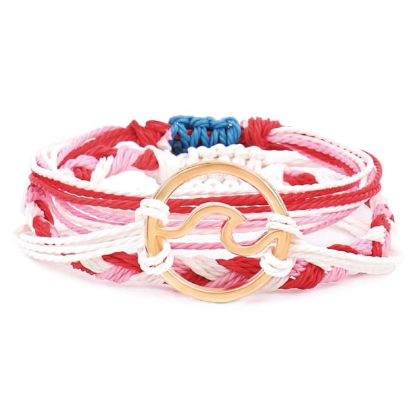 Bohemian Wax Line Weave Wavy Colored Armband Waterproof Knot String Gifts red