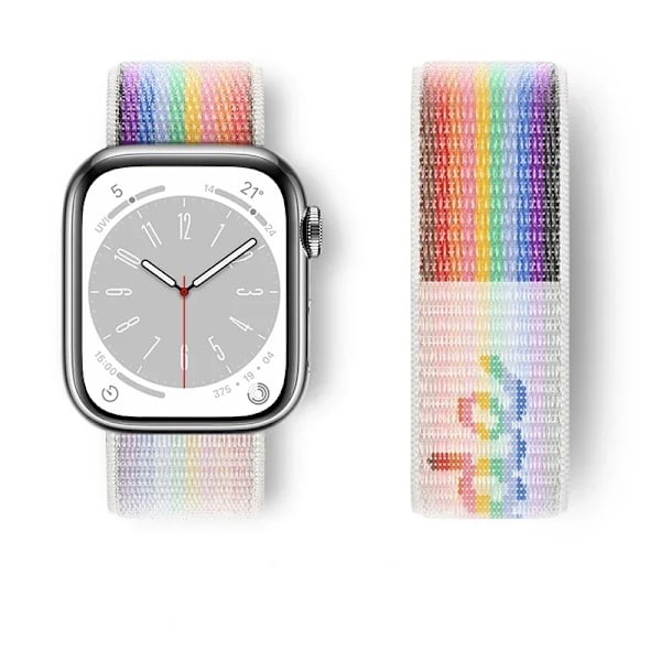 Nylon Loop Armband för Apple Watch Armband 44mm 40mm 45mm Ultra2 49mm 41mm Sportarmband iwatch Tillbehör Serie 9 8 se 7 6 5 4 3 Pride white 115 38mm-40mm-41mm