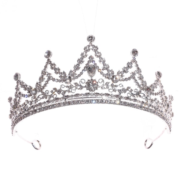 Mode Kristaller Rhinestone Crown Charmigt hårtillbehör Personlig brudbröllopshuvudbonad white