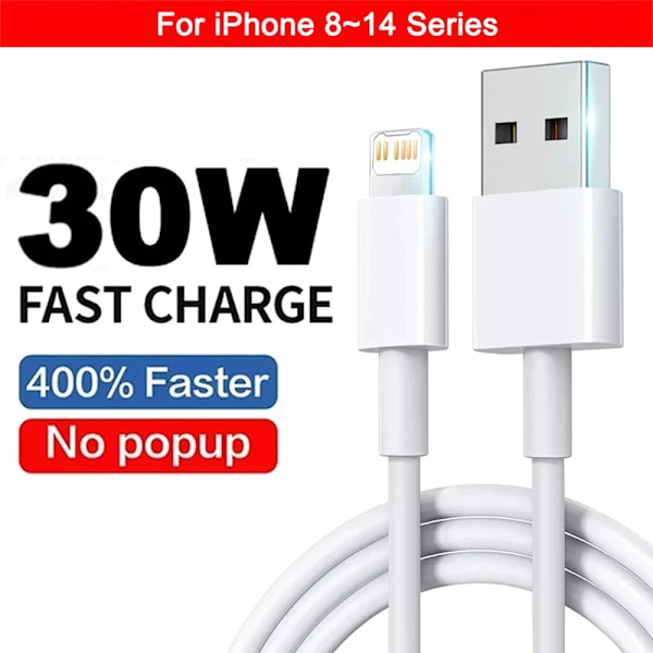 30W PD USB Typ C Snabbladdningskabel För iPhone 15 14 13 12 11 Pro Max XS X XR 8 7 Plus Laddningskabel För Apple iPad Datalina 30W USB Cable 2m