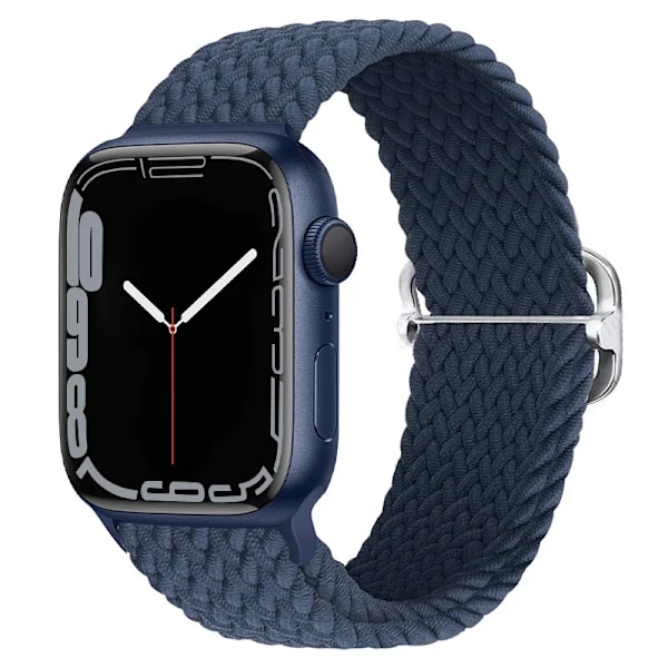 Flätat Loop-armband för Apple Watch Rem 46mm 44mm 40mm 45mm 41mm 42mm Ultra 49mm Elastiskt Armband IWatch Serie 10 9 8 7 6 SE 5 deep blue silver 42-44-45-49-S10-46mm