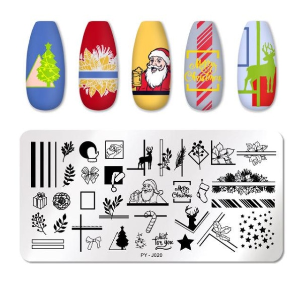 TILLBAKA DIG Blomma Nagelstämpelplåtar Lövstämpelmallar Geometriskt tryck DIY Design Stencilverktyg Nail Art Bildtavla py j020