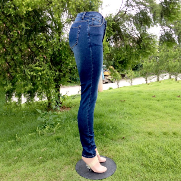 Mode jeansbyxor för kvinnor hög midja rumpa lyftknapp fluga jeansbyxor gray m