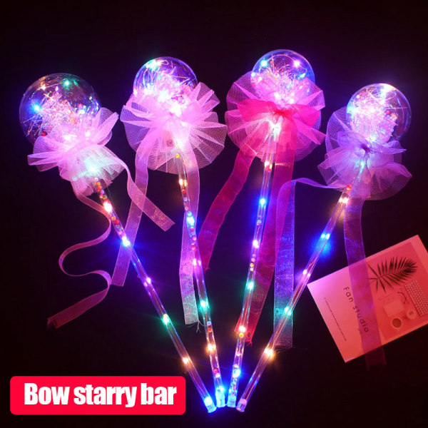 LED-ljusballong med sticka present söt för bröllopsfest dekoration barn bowknot starry bar