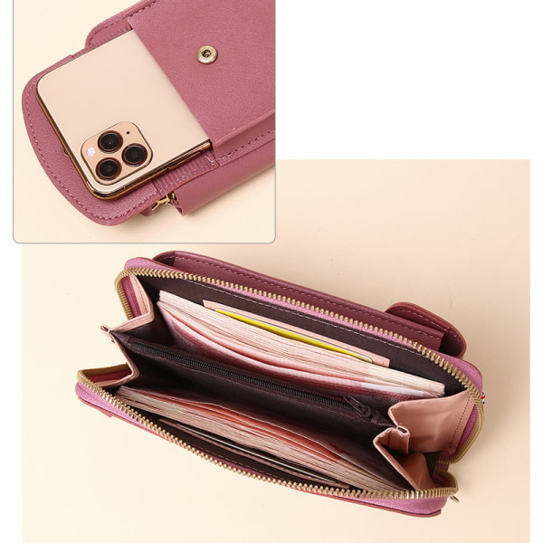 Mobiltelefonväska Crossbody Väska Plånbok Axelväska Plånbok Handväska För Kvinnor dark pink