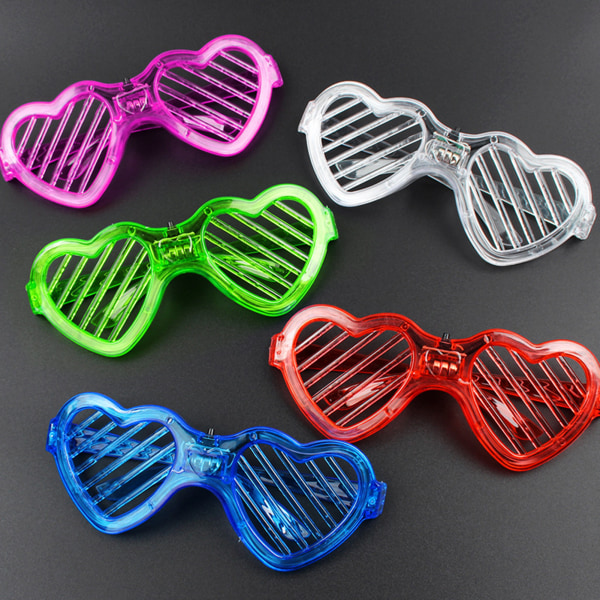 Love Heart Shape LED Blinds Glasses Halloween Decoration Flashing Mask Glasses for Disco Party Cosplay Halloween pink heart-shaped