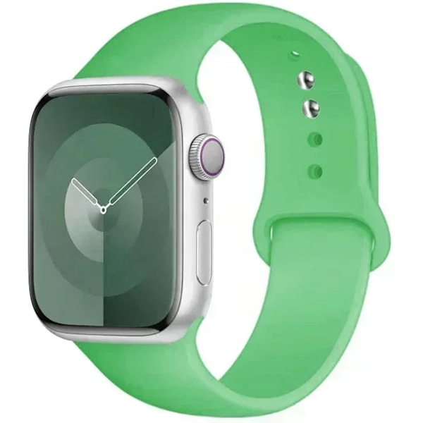 Original Silikonarmband för Apple Watch Band 44mm 38-40 42-46 41-45 46MM 49 mm Armband iwatch Serie 10 9 7 4 5 6 8 SE Ultra 2 3 84 green S10-46 42 44 45 49 L