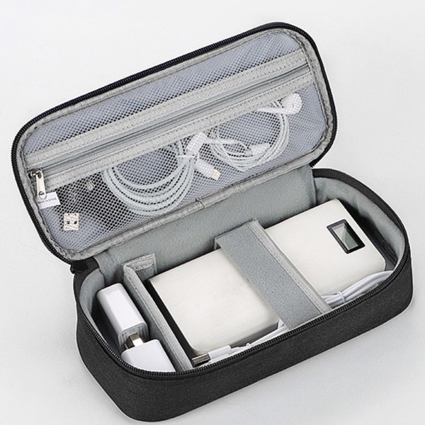 Multifunktionella tillbehör Förvaringsväska U Disk Charging Treasure Case för Kabel USB Hörlurar Hårddiskar monolayer medium dark grey