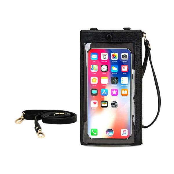 Touch Screen Mobiltelefonplånbok Cross-Body Plånbok PU-väska med avtagbar rem för daglig light pink