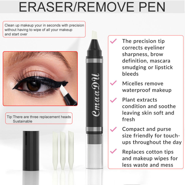 Eyeliner Repair Makeup Remover Pen Bärbar Makeup Remover Pen Correction Pen Repair Pen default