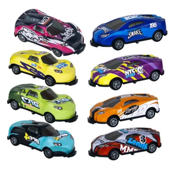 Stuntleksaksbil Mini Cartoon Dra tillbaka Billeksaker Racing Minibilar Pedagogiska leksaker Tecknad modellbil 8pcs