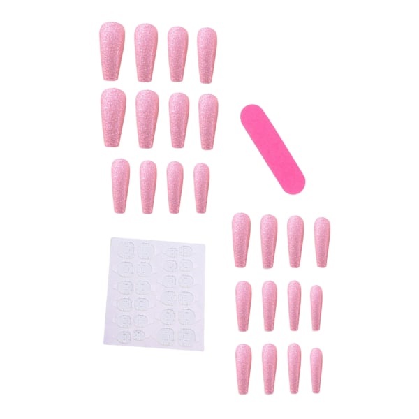 Rosa självlysande press-på-naglar Populär Slitstark press-on-nagel för dagligt bruk glue models