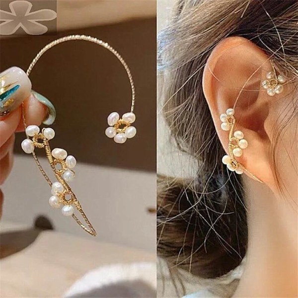 Pearl Ear Wrap Ear Cuff Icke-pierced örhänge Smycken Present Söt Ear Cuff för kvinnor tjej left