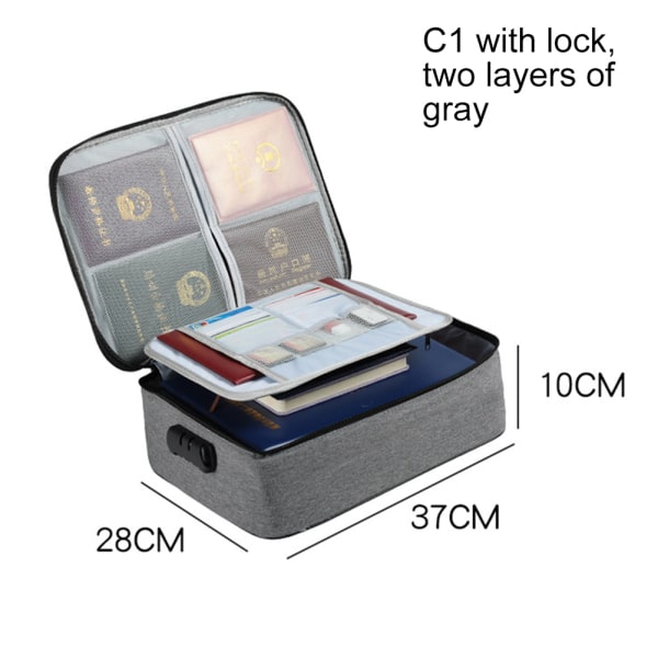 Stor kapacitet Filer förvaringsväska Dubbel/tre lager Passport Organizer Bag med lås navy blue three layers