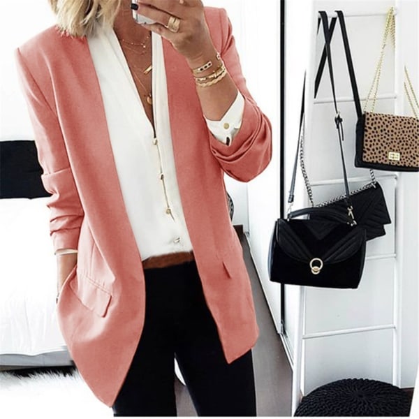 Women Elegant Business OL Coat Cardigan Slim Suit Solid Color Long Sleeve Jackets New a xl