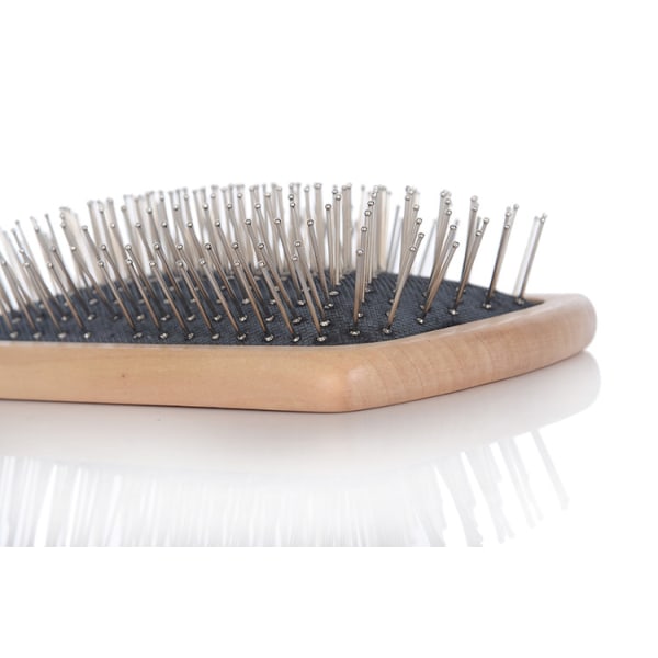 Nytt trähandtag massage hårborste med metallnålar meddelande kam med luftkudde default