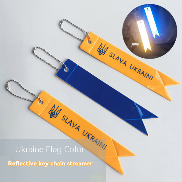 Färg reflekterande Ukrainas flagga Nyckelring Mode Nyckelringar Väska hängsmycke för trafiksäkerhet användning orange red