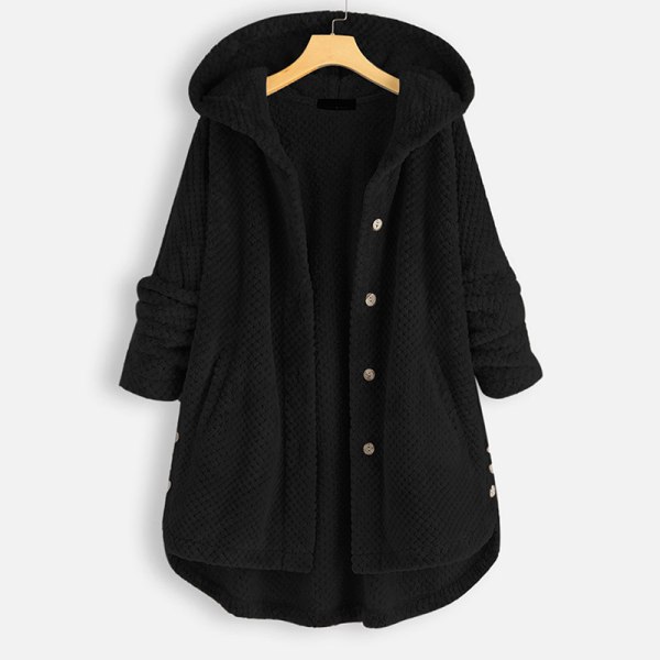 Kvinnors huvtröjor med öppen framsida Långärmade fleecekoftor Mode löst värmande ytterkläder för vintern Nytt black 2xl