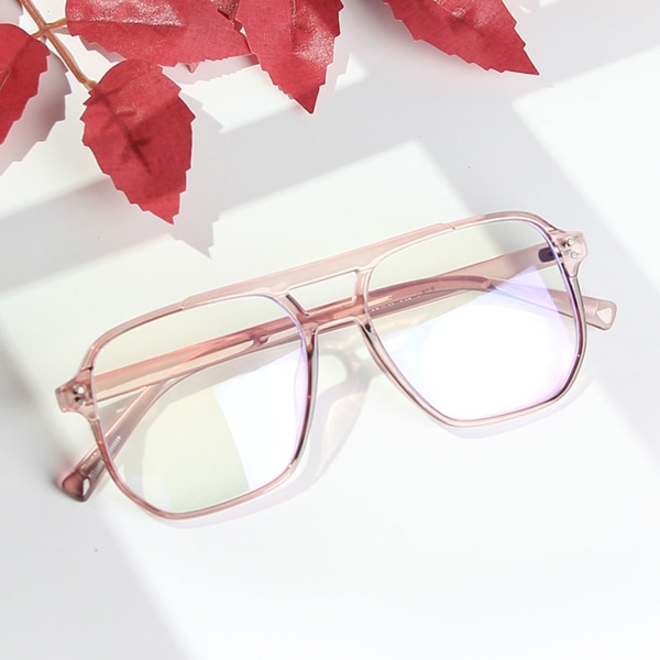 Dubbelstråle Anti-Blue Light Glasögon Lättvikts Anti Eyestrain Bländning Spegelglasögon för damer Trendig dekoration transparent white