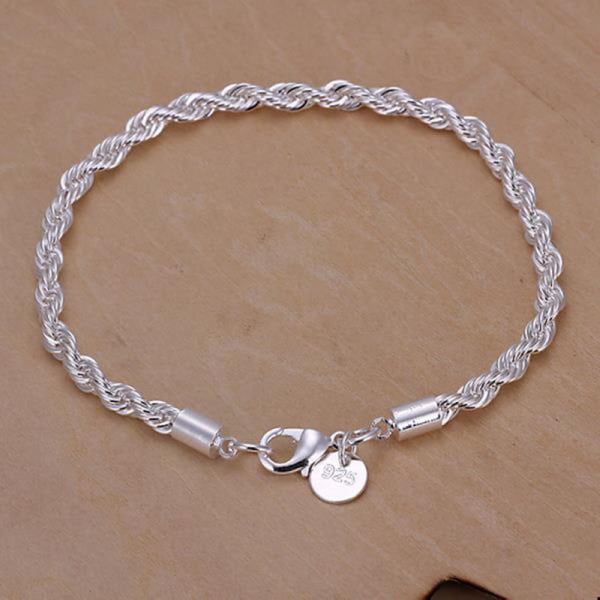 Nya modesmycken 925 Sterling Silver Twisted Rope Design Armband För Unisex Man Kvinnor default