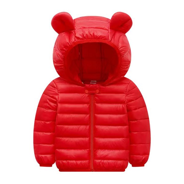 Kid's Winter Puffer Jacka Söt Bear Ear Hood Design Kort kappa Dragkedja turquoise 95cm