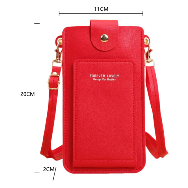 Crossbody-telefonväska för kvinnor PU-slingväska med skärmfönster Universal 11*20*2 cm pink