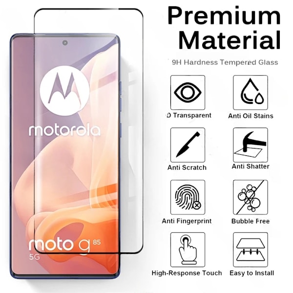 999D Böjt 9H Härdat Glas För Motorola Moto G85 MotoG85 G 85 85G 5G 2024 XT2427-3 6.67\" Telefonskydd HD Film Black Edge For Moto C85 4G