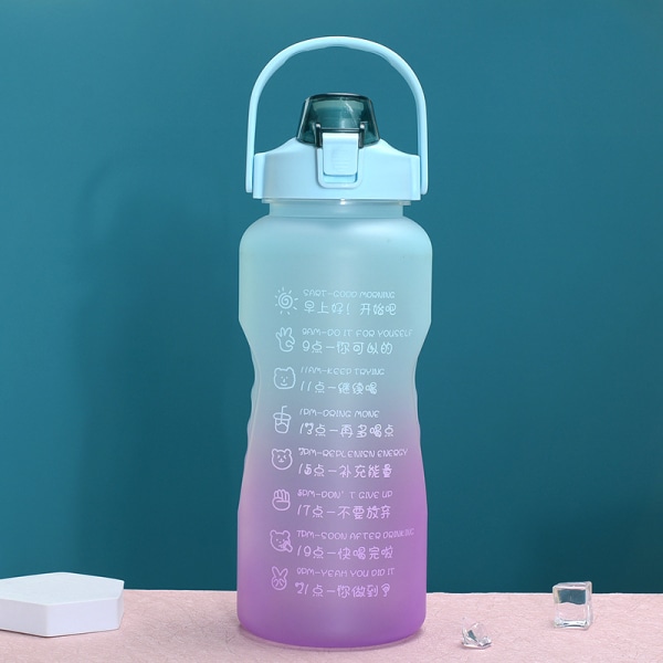 1,5/2L läckagefri Tritran BPA-fri vattenflaska med motiverande tidsmarkör Daglig användning för fitness transparent pink 15l