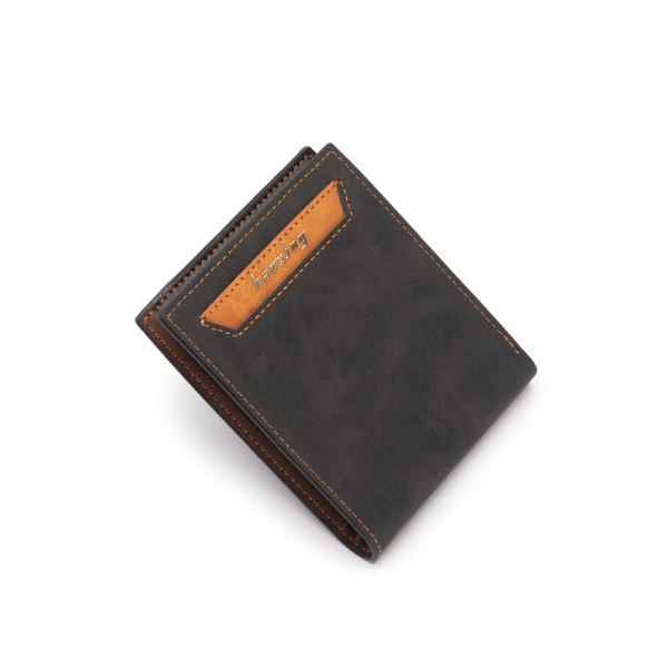 Mäns nya PU-plånbok Retro sömmar Kort Bifold Pengar Clip Horisontell Paragraph brown