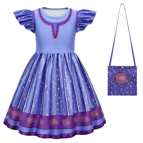 Barnklänning cosplay Asha， Flying Sleeve Skirt för flickor A-linjekjol 81530+bags 110cm