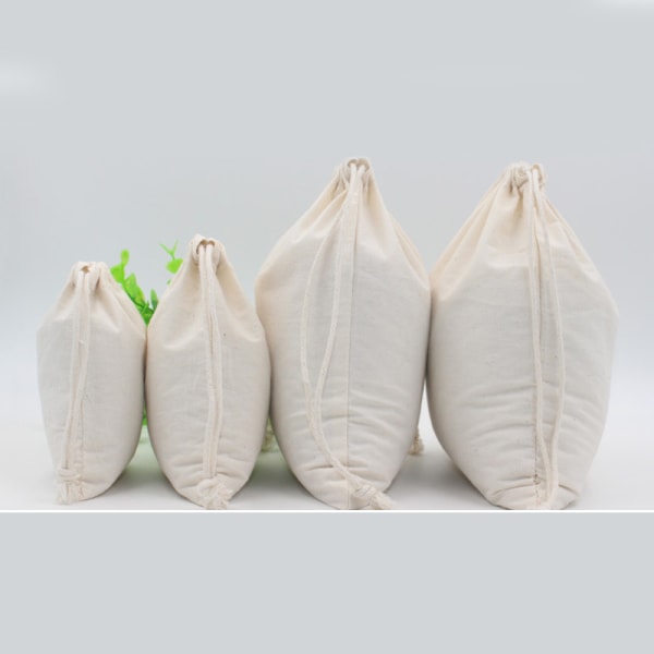 2st bomullspåse Förvaringspåse Dragsko Påsar Matförpackningspåsar 9x11cm