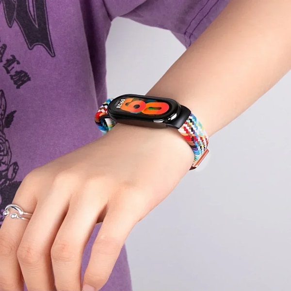 Nylonflätat armband för Xiaomi Band 9/8 Magnetiskt spänne Andningsbart Utbytbart Armband Mi Band 8/9 Justerbar Correa Black For Mi Band 9