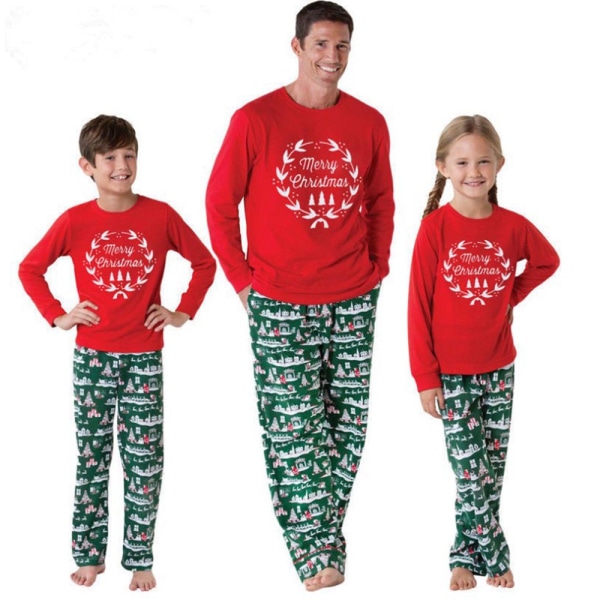 Julfamiljens semesterpyjamas matchande jultoppar byxor brev sovkläder dad m