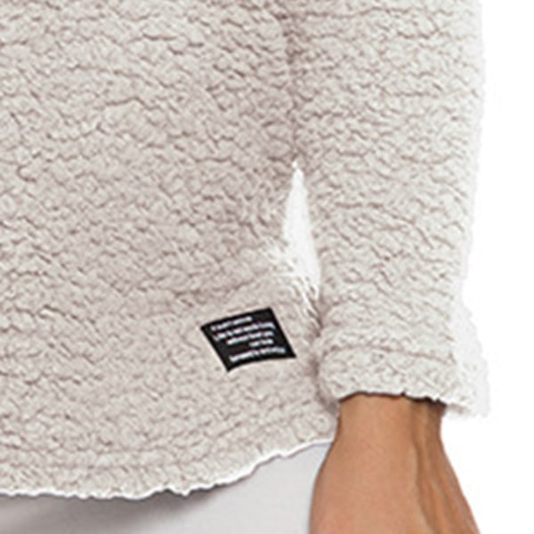 Damtröja fleece-T-shirt 1/4 dragkedjetopp med krage med stor storlek för vår vinter hösten utomhus creamy-white 2xl
