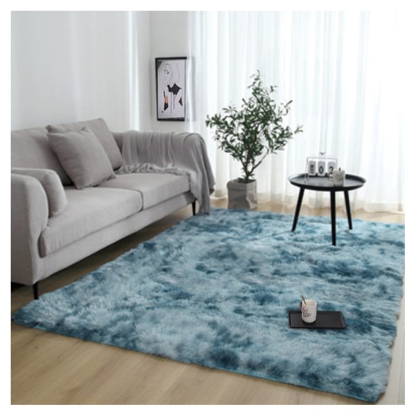 Tie-dyed matta i nordisk stil Enkel tjock fluffig matta för vardagsrum och sovrum dark blue