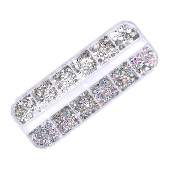 Transparent Rhinestone Case Kit för Nail Art Design Nageltillbehör i blandade storlekar för kvinnor a